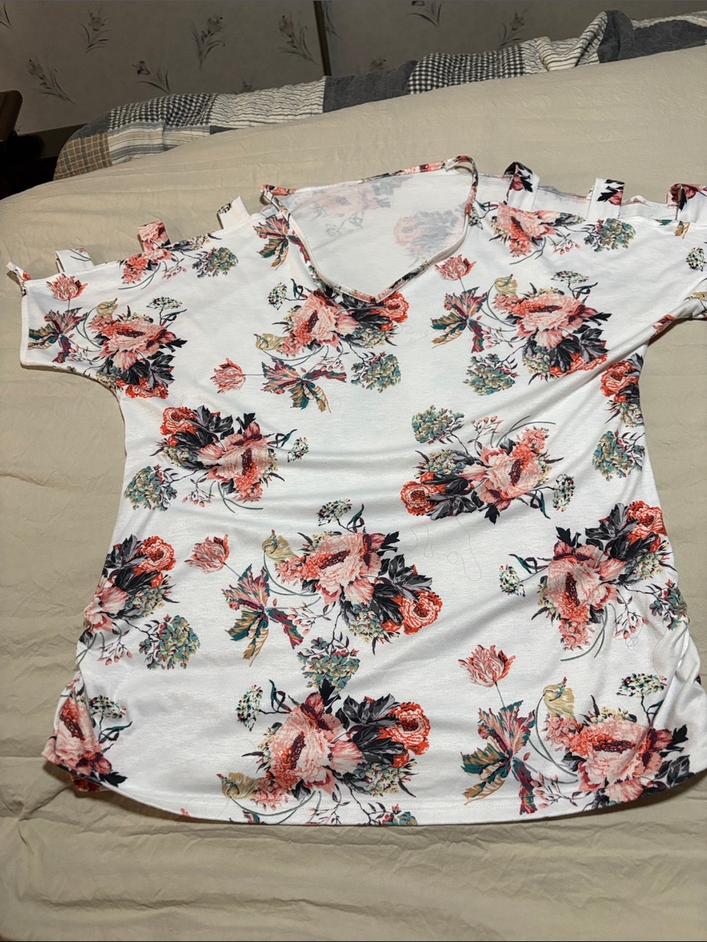 Shein floral cold shoulder top